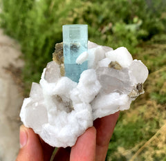 Transparent Blue Aquamarine on Quartz Mica and Feldspar from Shigar valley Pakistan - 212 gram