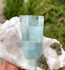 Sky Blue Aquamarine on Feldspar from Shigar valley Pakistan - 240 gram
