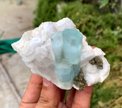 Sky Blue Aquamarine on Feldspar from Shigar valley Pakistan - 240 gram