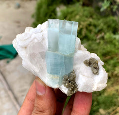 Sky Blue Aquamarine on Feldspar from Shigar valley Pakistan - 240 gram