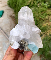 Sky Blue Aquamarine on Quartz from Shigar valley Pakistan - 407 gram