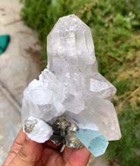Sky Blue Aquamarine on Quartz from Shigar valley Pakistan - 407 gram