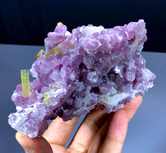 Watermelon Tourmaline Crystals with Topaz on Pink Lepidolite from Afghanistan - 327 gram