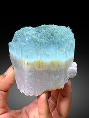 Bicolor Beryl, AquaMorganite Crystal, Morganite var Aquamarine with Etched Terminations, Scepter AquaMorganite Specimen - 419 gram