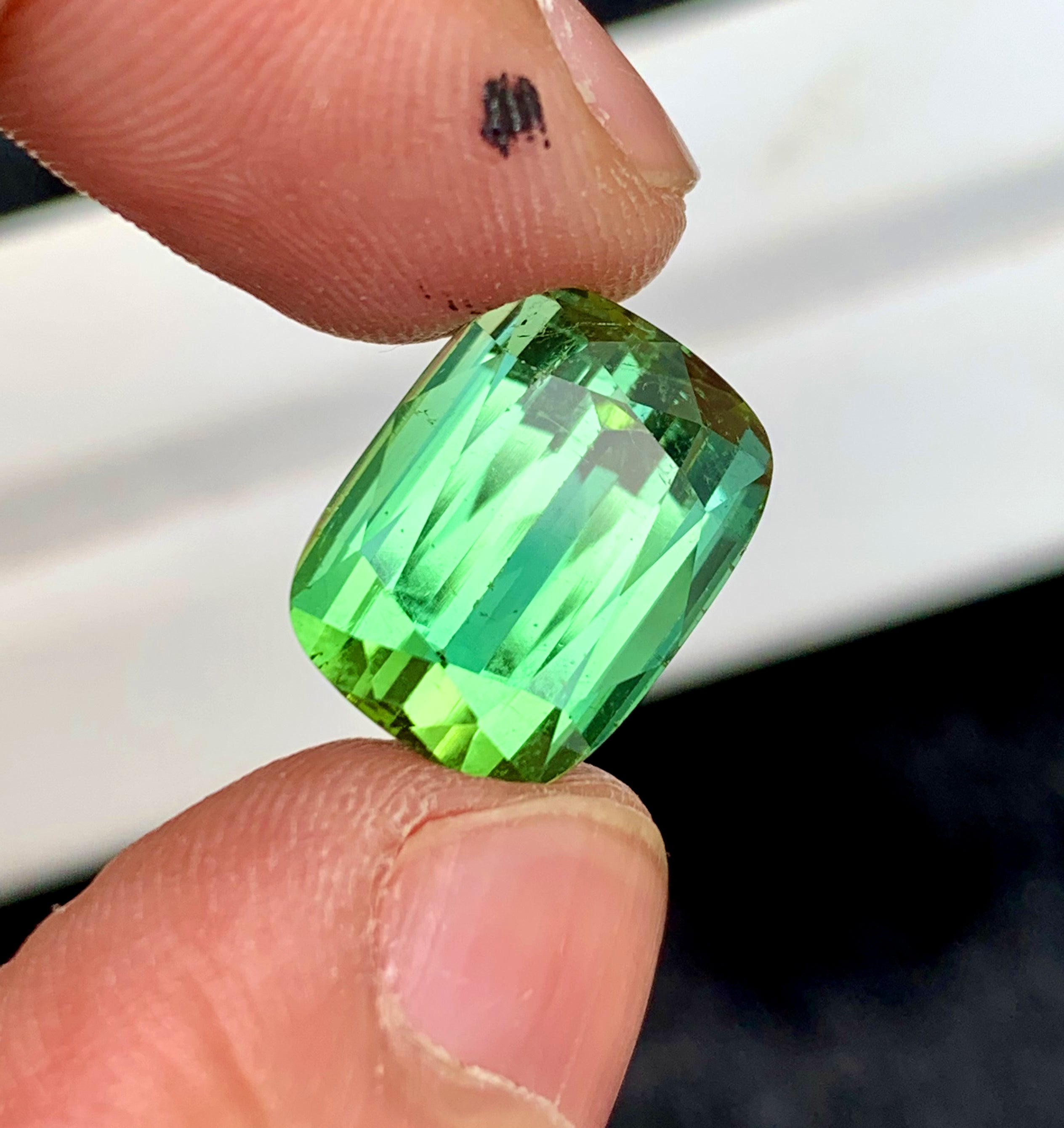 Cusshion Cut Green Tourmaline Gemstone, Loose Gemstone, Faceted Tourmalie, Gemstone Jewelry, Afghan Tourmaline - 10.35 CT