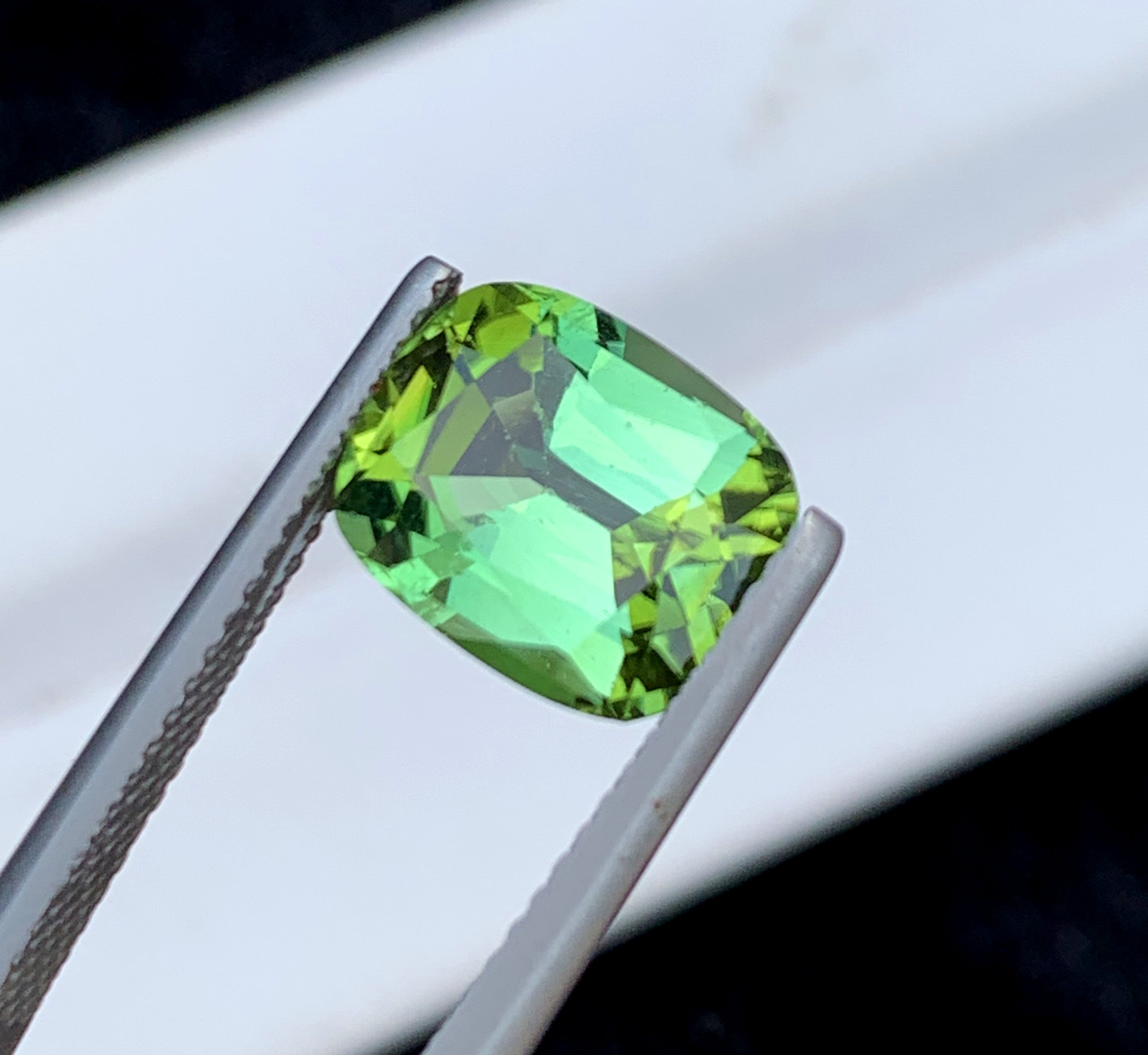 Cusshion Cut Mint Green Tourmaline Gemstone, Loose Gemstone, Faceted Tourmalie, Gemstone Jewelry, Afghan Tourmaline - 3.40 CT
