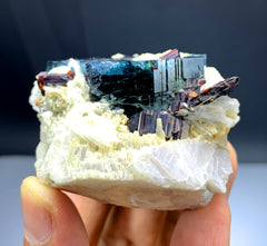 Blue Cap Tourmaline with Rare Tantalite from Afghanistan - 131 gram