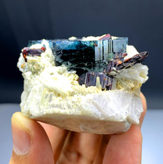 Blue Cap Tourmaline with Rare Tantalite from Afghanistan - 131 gram
