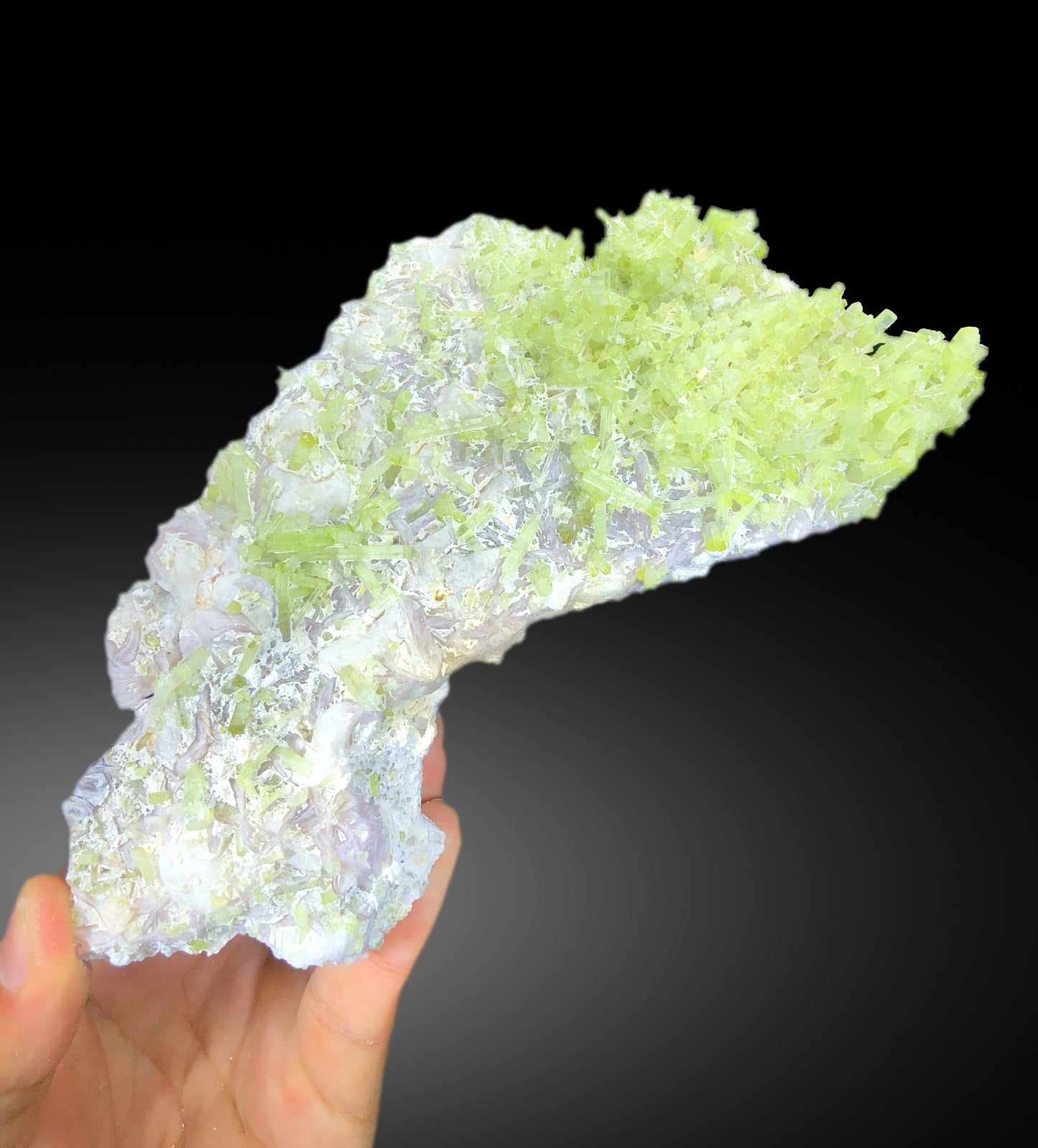 Natural Green Color Tourmaline Bunch on Lepidolite, Tourmaline Specimen, Raw Mineral, Tourmaline from Afghanistan - 382 gram