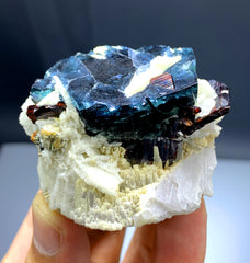 Blue Cap Tourmaline with Rare Tantalite from Afghanistan - 131 gram