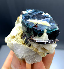 Blue Cap Tourmaline with Rare Tantalite from Afghanistan - 131 gram