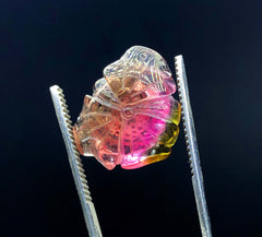 Top Quality Bicolor Tourmaline Carving, Tourmaline Necklace, Hand Carved, Polished Tourmaline Carving - 11.10 CT