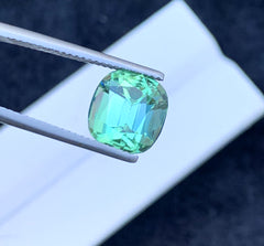 Cusshion Cut Mint Green Tourmaline Gemstone, Loose Gemstone, Tourmaline Faceted Cut Stone, Afghan Tourmaline - 5.60 CT