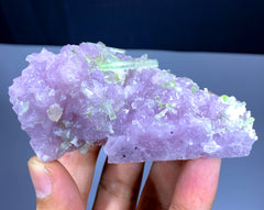 Green Tourmaline Crystals with Rare Microlite on Pink Lepidolite from Pakistan - 198 gram