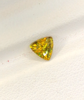 Yellow Full Fire Titanite Sphene Gemstone, Loose Gemstone, Triangle Shape Faceted Rare Sphene - 0.75 CT