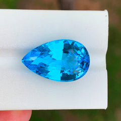 Swiss Blue Topaz Gemstone, Natural Topaz Stone, Pear Shape Topaz Ring Stone