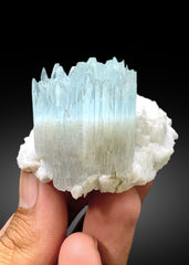 Bicolor Beryl, AquaMorganite Crystal on Albite, Morganite var Aquamarine with Etched Terminations, AquaMorganite Specimen - 139 gram