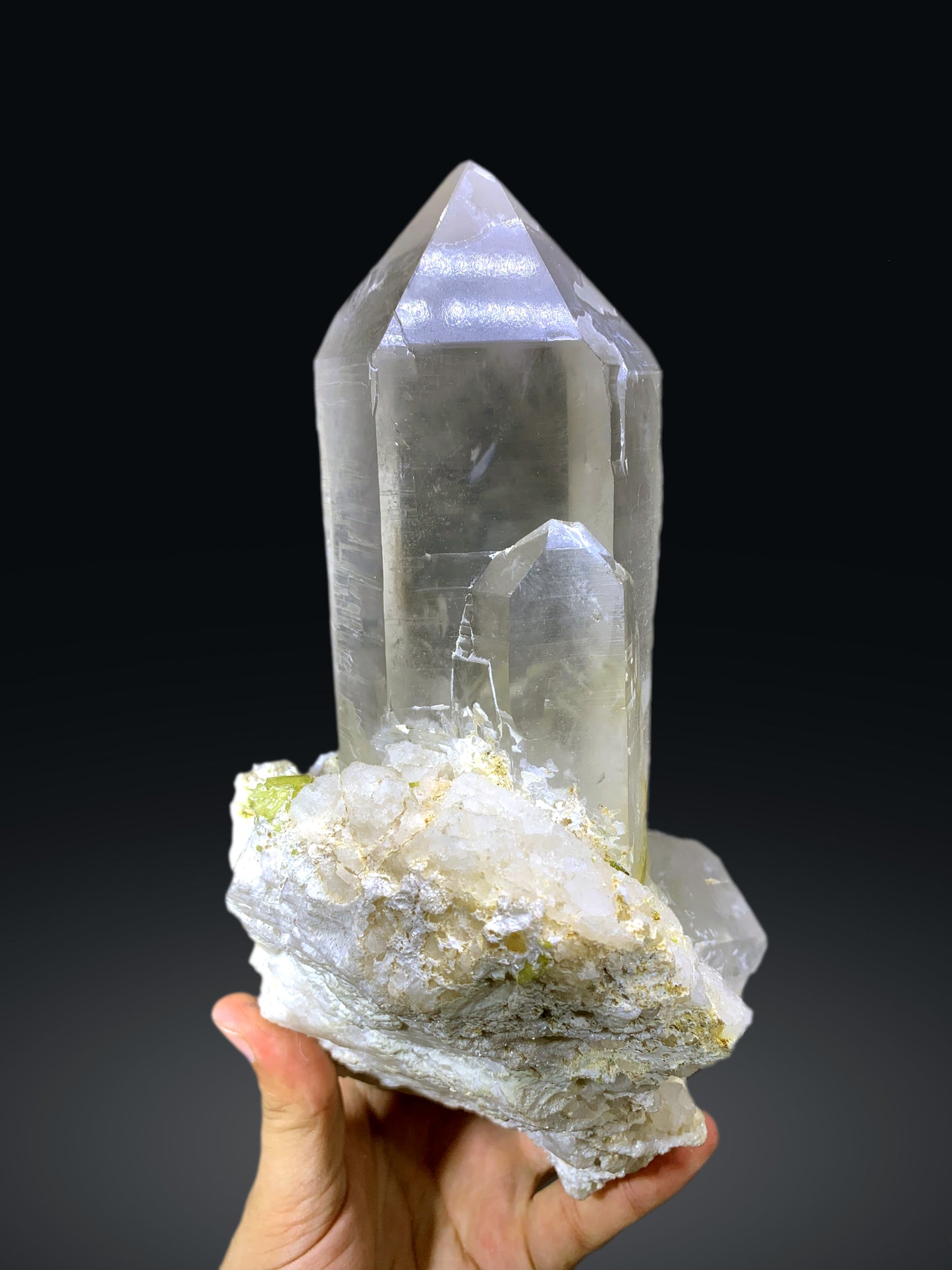 Green Tourmaline Crystals on Albite and Quartz from Pakistan - 3.3 Kg