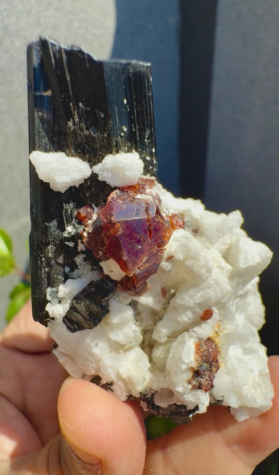 Spessartine Red Garnet With Schorl and Feldspar From Pakistan - 93 Grams