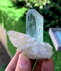 Gemmy Blue Aquamarine on Quartz from Shigar valley Pakistan - 54 grams