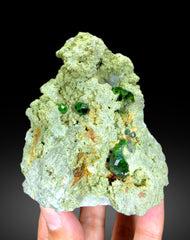 Lush Green Demantoid Garnet Crystals on Matrix, Raw Mineral, Demantoid Garnet Specimen - 590 gram