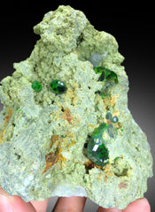 Lush Green Demantoid Garnet Crystals on Matrix, Raw Mineral, Demantoid Garnet Specimen - 590 gram