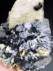 Amazing Schorl Black Tourmaline Cluster on Quartz and Microcline Feldspar Specimen - 2160 gram