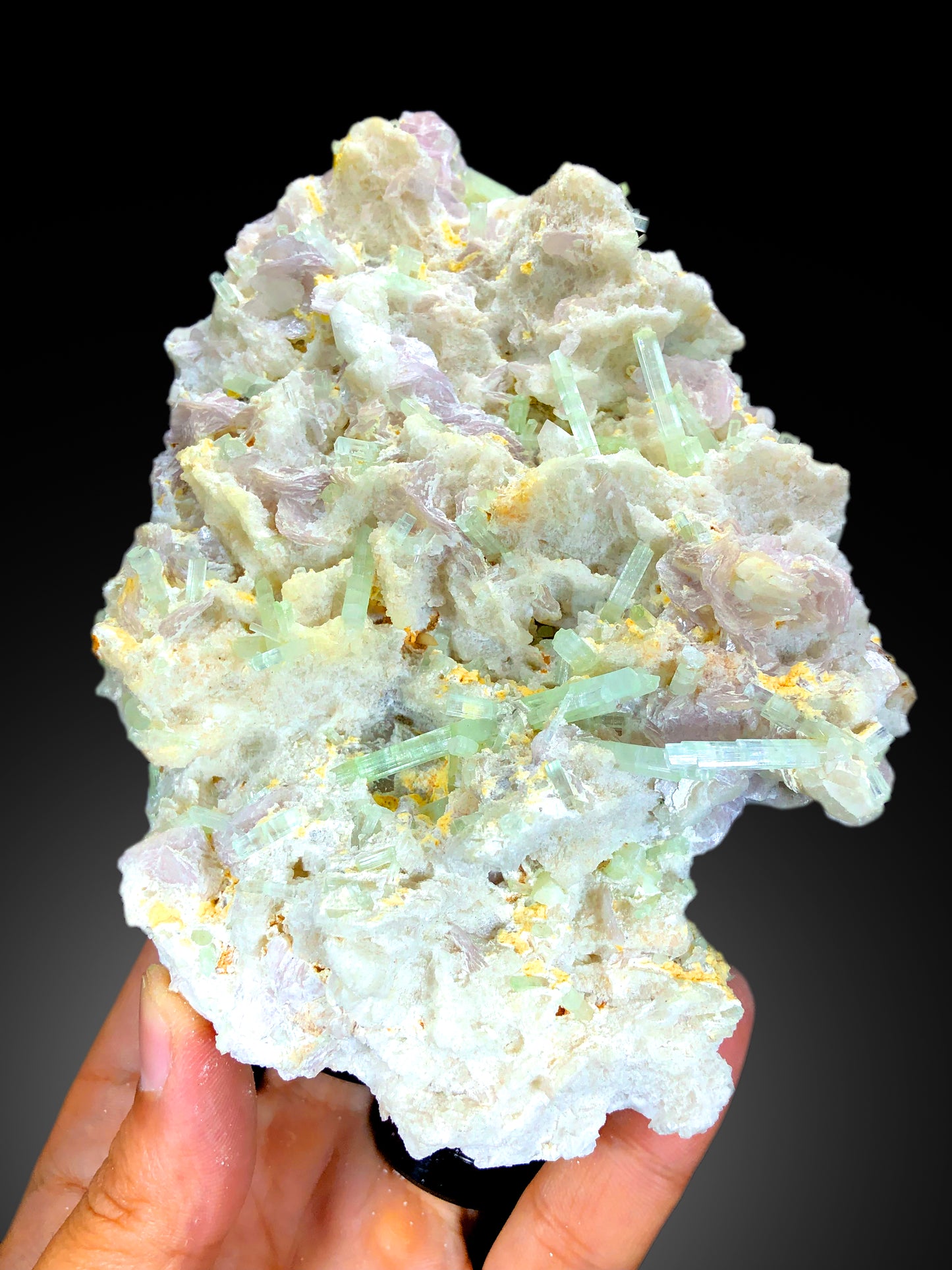 Natural Green Tourmaline Crystals on Lepidolite, Tourmaline Specimen, Raw Mineral, Tourmaline from Afghanistan - 677 gram