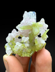 Lush Green Tourmaline Crystals with Topaz and Lepidolite from Pakistan - 38 grams