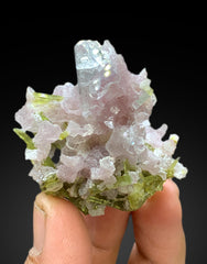 Lush Green Tourmaline Crystals with Topaz and Lepidolite from Pakistan - 38 grams