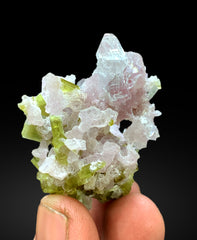 Lush Green Tourmaline Crystals with Topaz and Lepidolite from Pakistan - 38 grams
