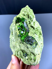 Lush Green Demantoid Garnet Cluster on Matrix - 453 gram
