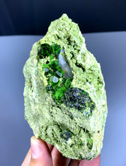 Lush Green Demantoid Garnet Cluster on Matrix - 453 gram
