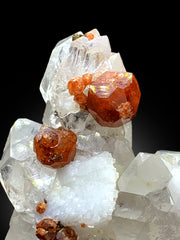 Orange Spessartine Garnet on Quartz and Feldspar Specimen from Pakistan - 170 gram