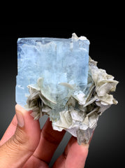 Sky Blue Color Aquamarine Crystal with Muscovite Mica from Nagar valley Hunza, Gilgit Pakistan - 325 gram