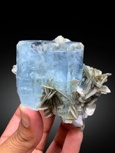 Sky Blue Color Aquamarine Crystal with Muscovite Mica from Nagar valley Hunza, Gilgit Pakistan - 325 gram