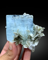 Sky Blue Color Aquamarine Crystal with Muscovite Mica from Nagar valley Hunza, Gilgit Pakistan - 325 gram