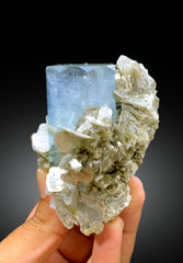 Sky Blue Color Aquamarine Crystal with Muscovite Mica from Nagar valley Hunza, Gilgit Pakistan - 325 gram
