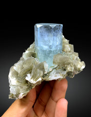 Sky Blue Color Aquamarine with Muscovite from Nagar valley Hunza, Gilgit Pakistan - 397 gram