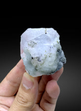 AquaMorganite Crystal, Bicolor Beryl, AquaMorganite with Green Tourmalines - 92 gram