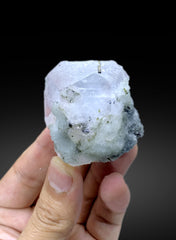 AquaMorganite Crystal, Bicolor Beryl, AquaMorganite with Green Tourmalines - 92 gram