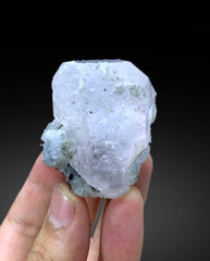 AquaMorganite Crystal, Bicolor Beryl, AquaMorganite with Green Tourmalines - 92 gram