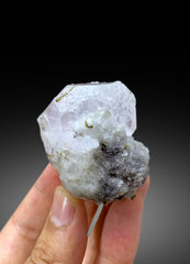 AquaMorganite Crystal, Bicolor Beryl, AquaMorganite with Green Tourmalines - 92 gram