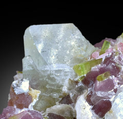 Pale Blue Topaz with Bicolor Tourmalines & Pink Lepidolite Mineral Specimen from Paprok, Afghanistan - 642 gram