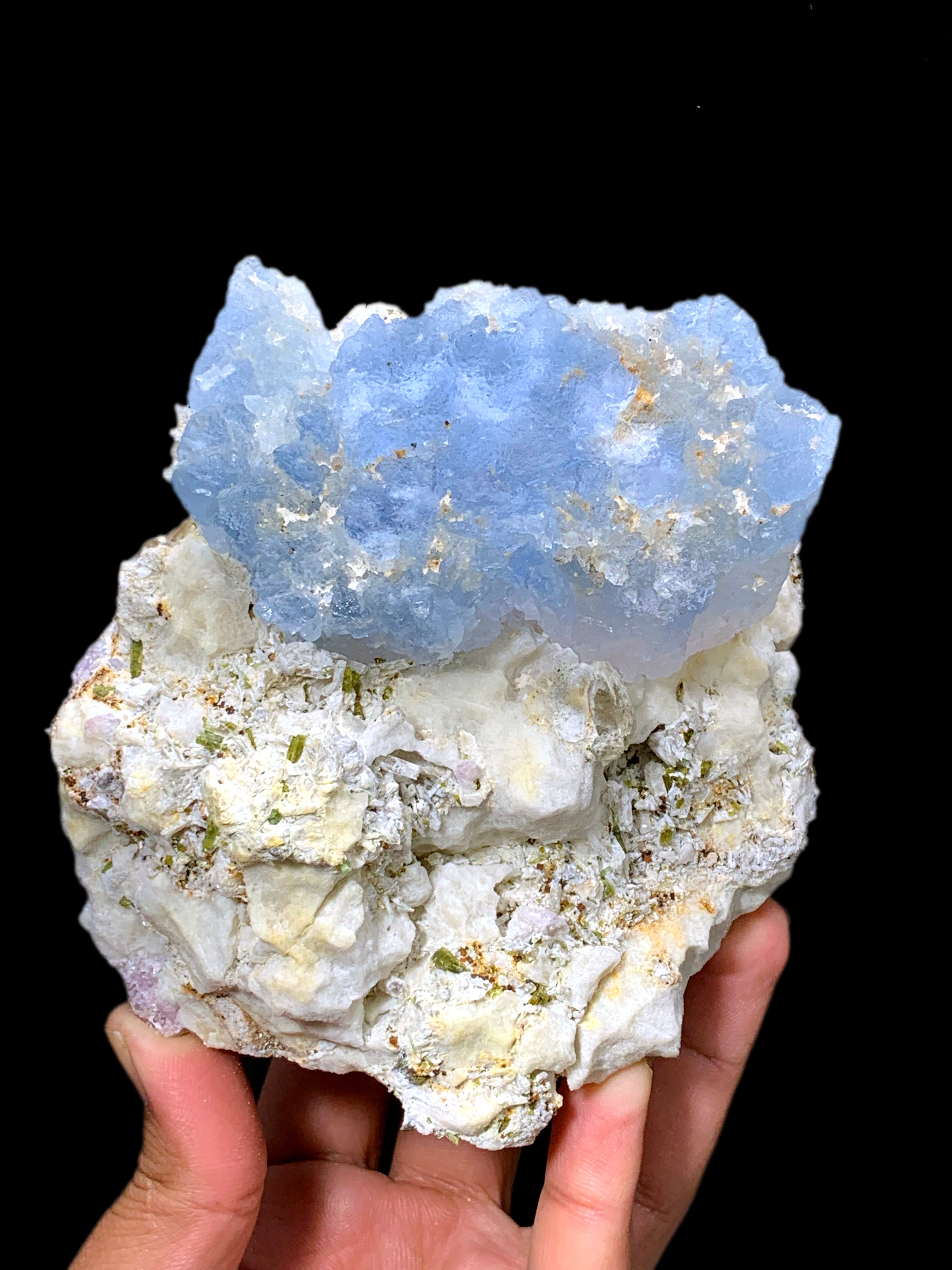 Natural Bicolor Beryl, AquaMorganite, Blue Aquamarine and Pink Morganite with Tourmalines, Tantalite on Matrix, Mineral Specimen - 1448 g