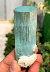 Gemmy Blue Aquamarine on Albite from Shigar valley Pakistan - 94 grams