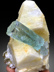 Blue Aquamarine on Microcline Feldspar from Shigar valley Pakistan - 549 grams