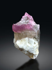 Crystallized Pink Rose Quartz Strip on Elestial Smoky Quartz from Paprok Afghanistan - 220 grams