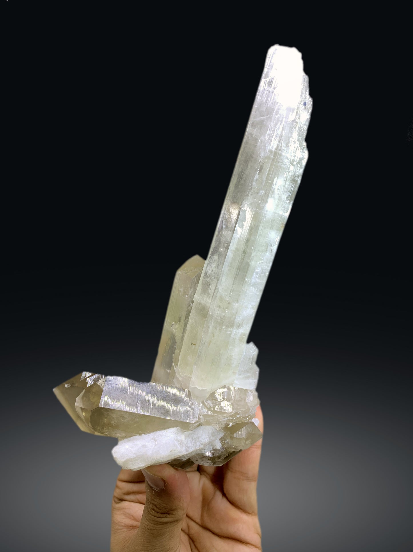 Yellow Triphane Kunzite on Smoky Quartz from Afghanistan - 537 grams