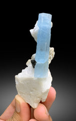 Natural Sky Blue Color Aquamarine with Schorl Black Tourmaline and Feldspar from Shigar valley Skardu Pakistan - 97 gram